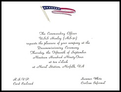USS Hunley Decom Invite 1994