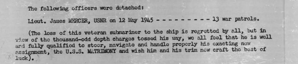 Lt. James Mercer departing